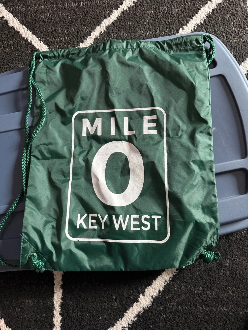 Key West Mile 0 Green Drawstring Backpack